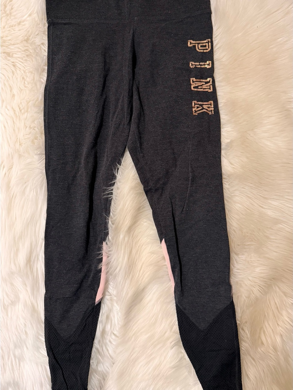 PINK Victoria's Secret Black Leggings with Pink Accents